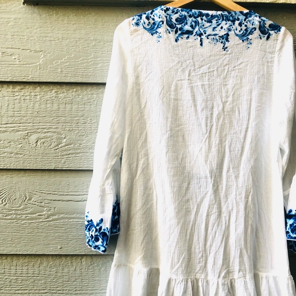Ralph Lauren Blue Label boho long sleeved white and blue top size Small - Picture 13 of 14